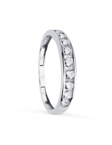 18K ALIANZA O ANILLO  ORO BLANCO CARRIL CIRCONITAS. ANCHO: 3.5 MM.