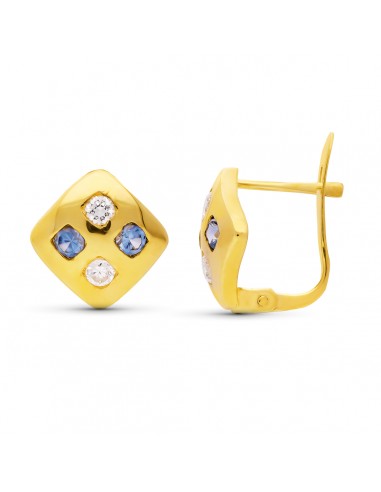 18K PENDIENTES ORO AMARILLO CIRCONITA 10X10 MM CIERRE CATALAN
