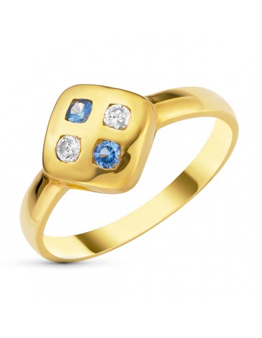18K SORTIJA ORO AMARIILO ROMBO CON CIRCONITAS. ANCHO: 10 MM
