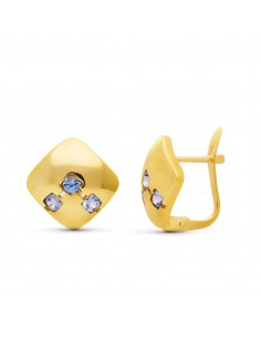 18K PENDIENTES ORO AMARILLO CIRCONITA 12X12 MM CIERRE CATALAN