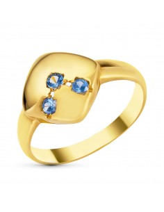 18K SORTIJA ORO AMARILLO ROMBO CON CIRCONITAS. ANCHO: 12 MM