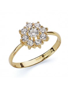 18K SORTIJA ORO AMARILLO CUAJO PIÑA CON CIRCONITAS. ANCHO: 10 MM