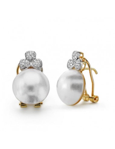 18K PENDIENTES ORO AMARILLO PERLA AUSTRALIANA 12 MM CIERRE OMEGA
