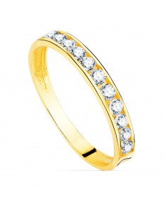 18K ALIANZA O ANILLO ORO AMARILLO CIRCONITA REDONDAS. ANCHO CUERPO 2 5 MM