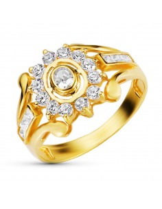 18K SORTIJA ORO AMARILLO CUAJO CON CIRCONITAS. ANCHO: 12 5 MM
