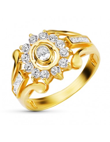 18K SORTIJA ORO AMARILLO CUAJO CON CIRCONITAS. ANCHO: 12 5 MM