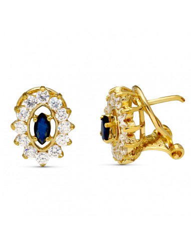 18K PENDIENTES ORO AMARIILO PIÑA CIRCONITA TOTAL 13 X 11 MM CIERRE OMEGA