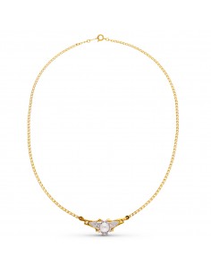 18K GARGANTILLA ORO BICOLOR PERLA Y CIRCONITAS