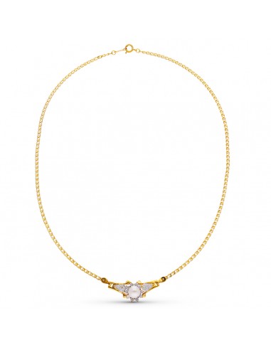 18K GARGANTILLA ORO BICOLOR PERLA Y CIRCONITAS