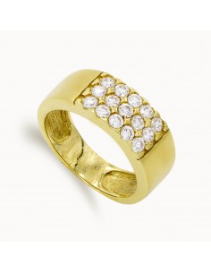 18K SORTIJA ORO AMARILLO MACIZA CON CIRCONITAS. ANCHO: 7 5 MM