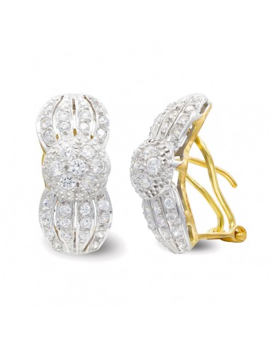 18K PENDIENTES ORO BLANCO Y CICRCONITAS CIERRE OMEGA