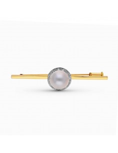 18K ALFILER ORO BICOLOR PERLA JAPONESA 57X14 MM