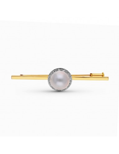 18K ALFILER ORO BICOLOR PERLA JAPONESA 57X14 MM