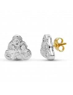18K PENDIENTES ORO BICOLOR CIRCONITA 9 MM PRESION
