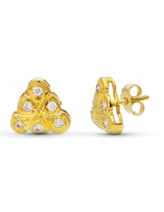 18K PENDIENTES ORO AMARILLO CIRCONITA 9 MM ORO CIERRE PRESION