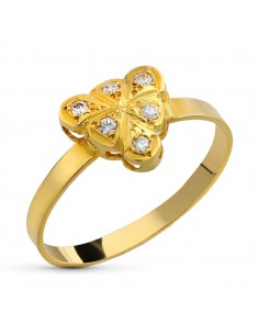 18K SORTIJA ORO AMARILLO MOTIVO CON CIRCONITAS. MEDIDA: 9 5 X 9 MM
