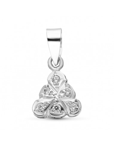 18K COLGANTE ORO BLANCO CIRCONITA TRIANGULO 9 MM