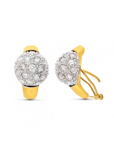 18K PENDIENTES ORO BICOLOR 21X13 MM CIERRE OMEGA