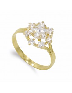 18K SORTIJA ORO AMARILLO CUAJO CIRCONITAS ESTRELLA. ANCHO: 11 MM