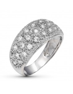 18K SORTIJA ORO BLANCO CON CIRCONITAS. ANCHO 10 MM