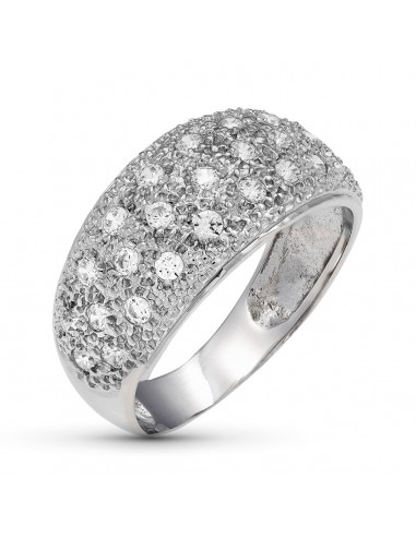 18K SORTIJA ORO BLANCO CON CIRCONITAS. ANCHO 10 MM