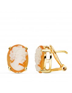 18K PENDIENTES ORO AMARILLO CAMAFEO OVAL. MEDIDA: 12X9 MM. CIERRE OMEGA