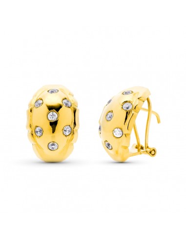 18K PENDIENTES ORO AMARILLO CON CIRCONITA CIERRE OMEGA