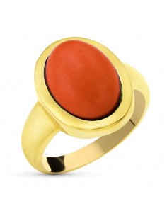 18K SORTIJA ORO AMARILLO CORAL FINO OVAL 14X10 MM