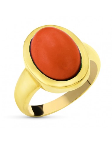 18K SORTIJA ORO AMARILLO CORAL FINO OVAL 14X10 MM