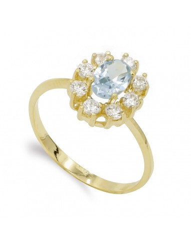 18K SORTIJA ORO AMARILLO CUAJO AGUAMARINA Y CIRCONITAS. ANCHO: 12MM