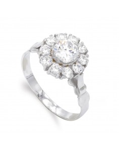 18K SORTIJA ORO BLANCO CUAJO CON CIRCONITAS. ANCHO: 11 MM