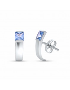 18K PENDIENTES AGUA MARINA ORO BLANCO 14 X 4 MM