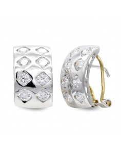 18K PENDIENTES ORO BLANCO CIRCONITA 15X8 MM CIERRE OMEGA
