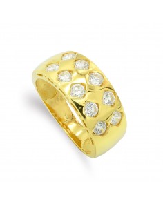18K SORTIJA ORO AMARILLO MACIZO CON CIRCONITAS. ANCHO 8 MM