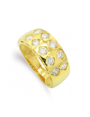 18K SORTIJA ORO AMARILLO MACIZO CON CIRCONITAS. ANCHO 8 MM