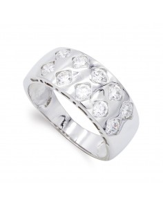 18K SORTIJA ORO BLANCO CON CIRCONITA ANCHO 8 MM
