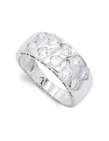 18K SORTIJA ORO BLANCO CON CIRCONITA ANCHO 8 MM