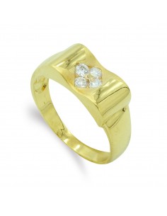 18K SORTIJA ORO AMARILLO MACIZO CON CIRCONITAS. ANCHO: 7 5 MM