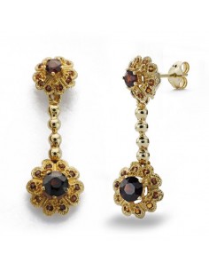 18K PENDIENTES LARGOS, 2 CUAJOS. 30 X 10 MM.