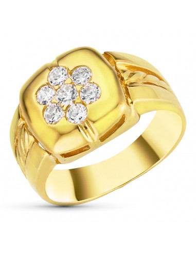 18K SORTIJA ORO AMARILLO MOTIVO CUADRADO CON CIRCONITAS. ANCHO: 12 MM