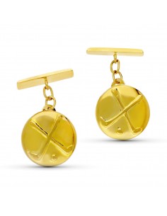 18K GEMELOS ORO AMARILLO REDONDOS GOLF 15 MM