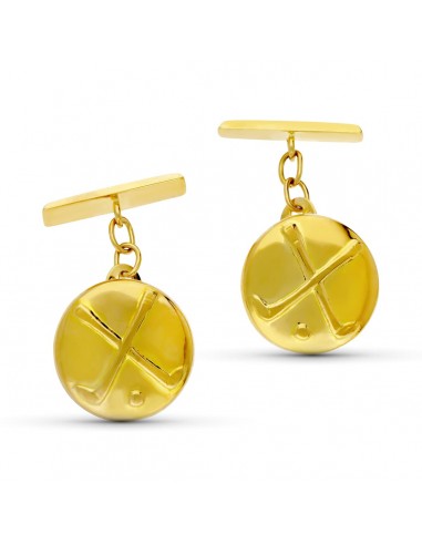 18K GEMELOS ORO AMARILLO REDONDOS GOLF 15 MM