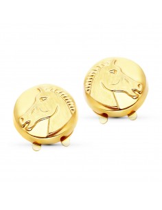18K GEMELOS CUBREBOTON ORO AMARILLO CABALLO 15 MM