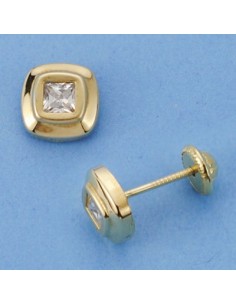 18K PENDIENTES ORO AMARILLO CUADRADOS. 7 X 7 MM.
