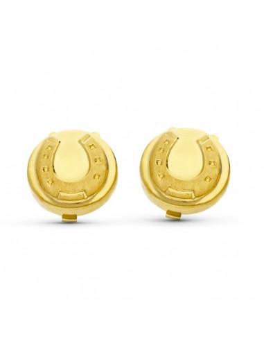 18K GEMELOS CUBREBOTON ORO AMARILLO REDONDO HERRADURA
