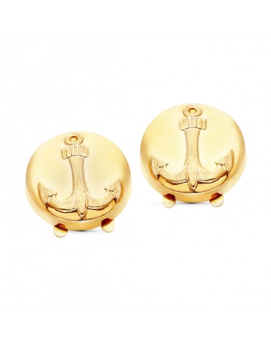 18K GEMELOS CUBREBOTON ORO AMARILLO ANCLA 15 MM
