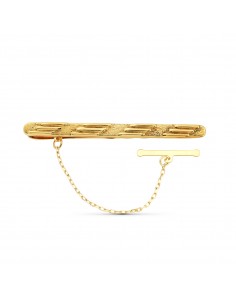 18K PISACORBATA CLIP DE CORBATA ORO AMARILLO MATE Y BRILLO GALLONES