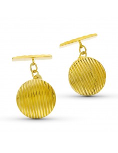 18K GEMELOS REDONDOS ORO AMARILLO GALLONEADOS 15 MM