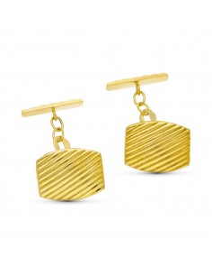 18K GEMELOS ORO AMARILLO GALLONEADOS TONEL 17X13 MM