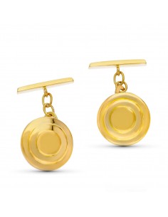 18K GEMELOS ORO AMARILLO MATE Y BRILLO REDONDOS 15 MM